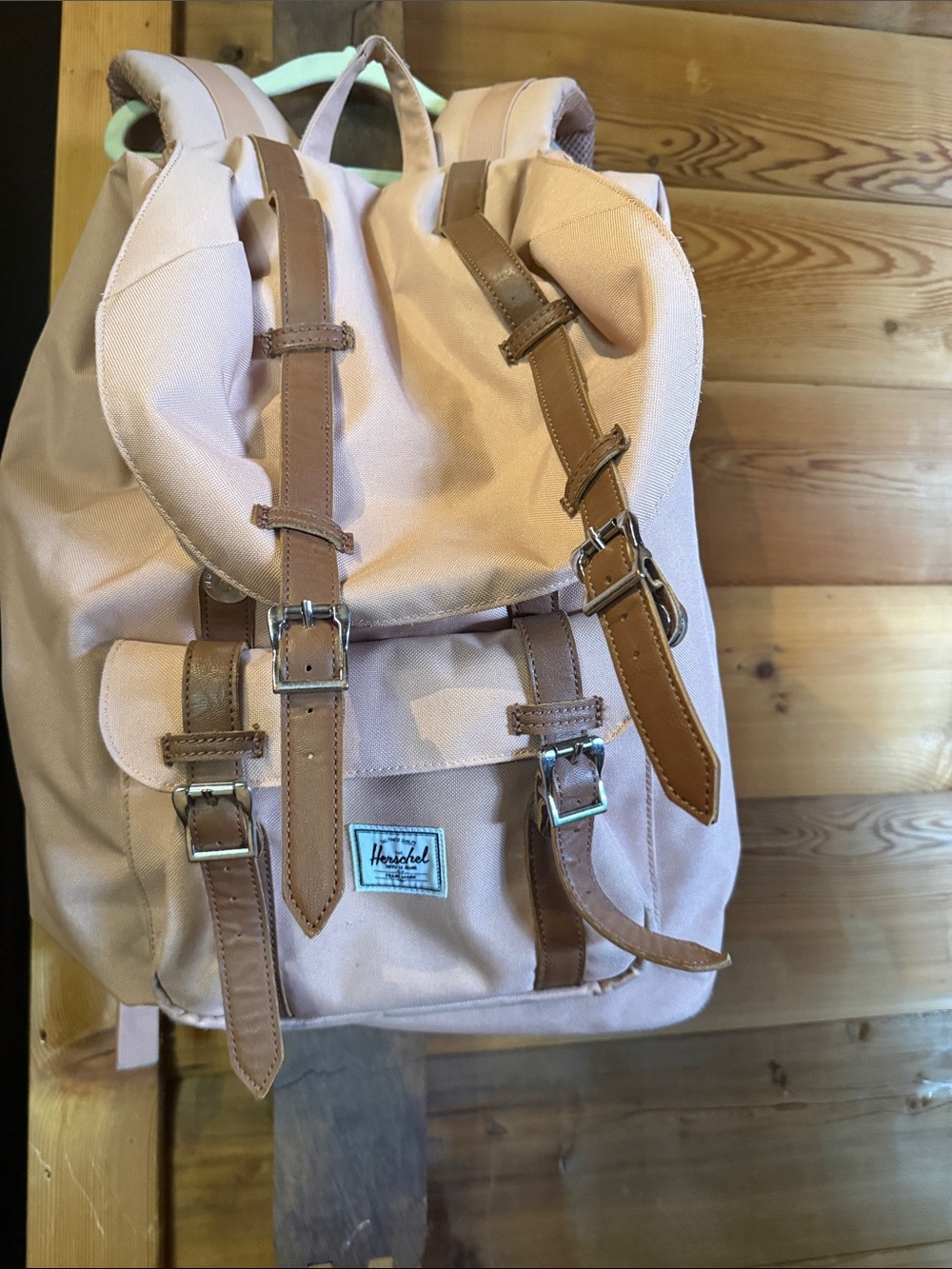 Herschel Supply Company Blush Pink Canvas Backpack with Brown Trim